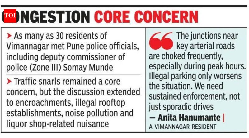 विमाननगरवासीयांनी ध्वजांकित केले वाहतूक समस्या, उपद्रव डीसीपींच्या भेटीत